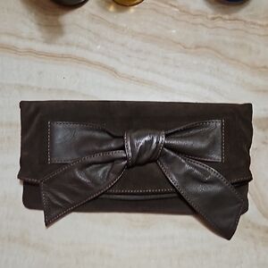 Elegant Dark Brown Clutch with Bow Detail